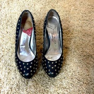 Ted Baker Langley Court, black studded, paten leather, Size 8 woman’s US.